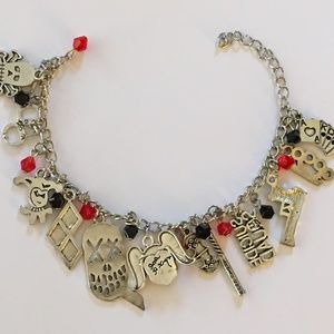 Harley Quinn Silver Charm Bracelet, Suicide Squad, Adjustable, Cosplay, New